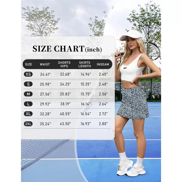 LouKeith Tennis Skirt with Shorts High Waisted Golf Skirts Dressy Casual Workout Athletic Skorts for Women with 4 PocketsPattern 2white Leaves