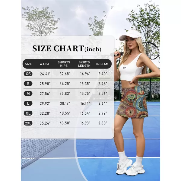 LouKeith Tennis Skirt with Shorts High Waisted Golf Skirts Dressy Casual Workout Athletic Skorts for Women with 4 PocketsPattern 3bohemian Circle