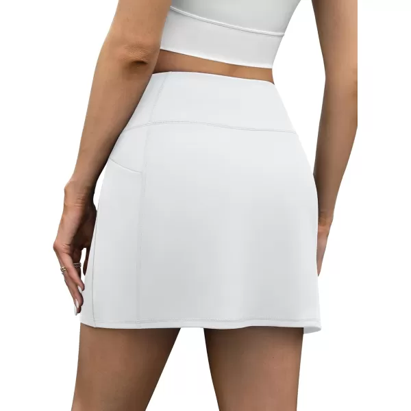 LouKeith Tennis Skirt with Shorts High Waisted Golf Skirts Dressy Casual Workout Athletic Skorts for Women with 4 PocketsWhite