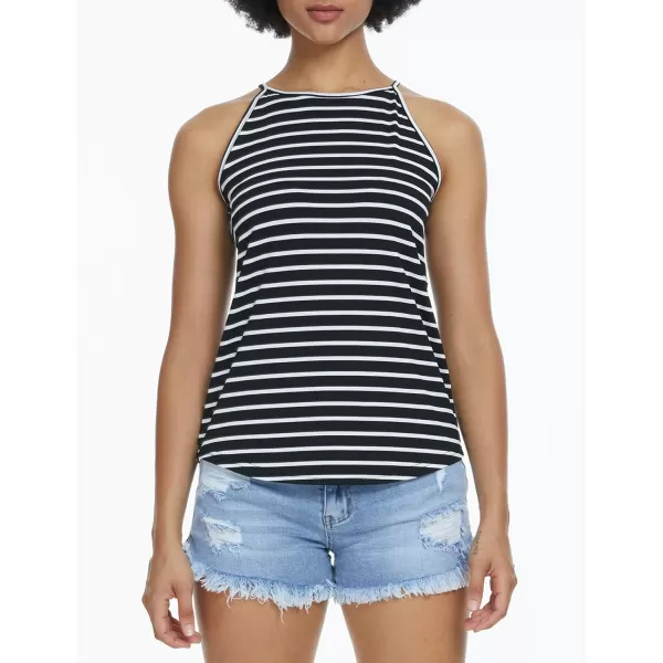 LouKeith Womens Tanks Tops Yoga Workout Running Halter Sleeveless Racerback Casual ShirtsBlack Stripe