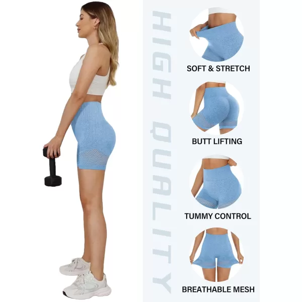 LouKeith Womens Workout Shorts Butt Lifting Gym Shorts High Waisted Seamless Yoga Biker Running Athletic ShortsBlue