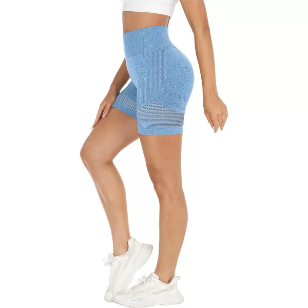 LouKeith Womens Workout Shorts Butt Lifting Gym Shorts High Waisted Seamless Yoga Biker Running Athletic ShortsBlue