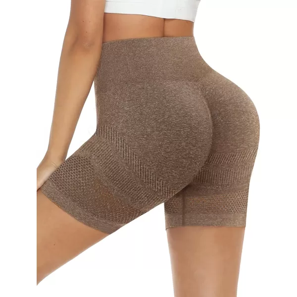 LouKeith Womens Workout Shorts Butt Lifting Gym Shorts High Waisted Seamless Yoga Biker Running Athletic ShortsBrown
