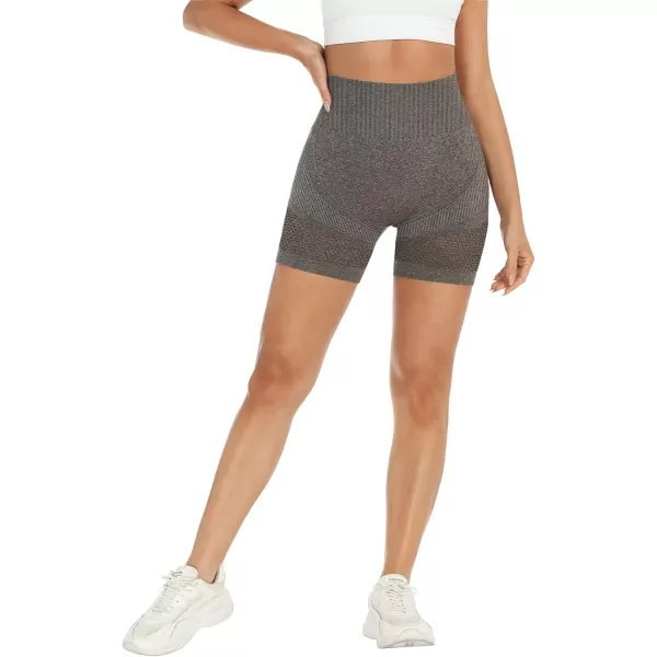 LouKeith Womens Workout Shorts Butt Lifting Gym Shorts High Waisted Seamless Yoga Biker Running Athletic ShortsCoffee Grey