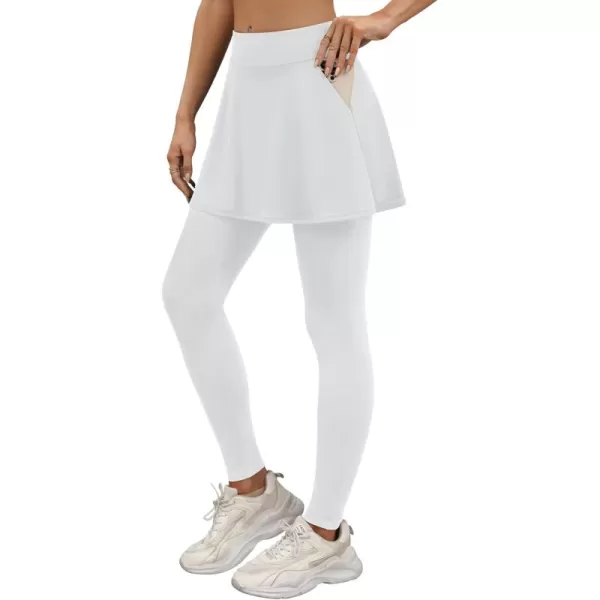 LouKeith Skirted Leggings for Women Athletic Skirt with Leggings Tennis Skirt Yoga Running Golf Skirts with 4 PocketsWhite