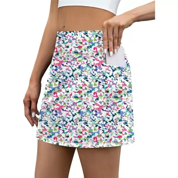 LouKeith Tennis Skirt with Shorts High Waisted Golf Skirts Dressy Casual Workout Athletic Skorts for Women with 4 PocketsPattern 1boho Flowers