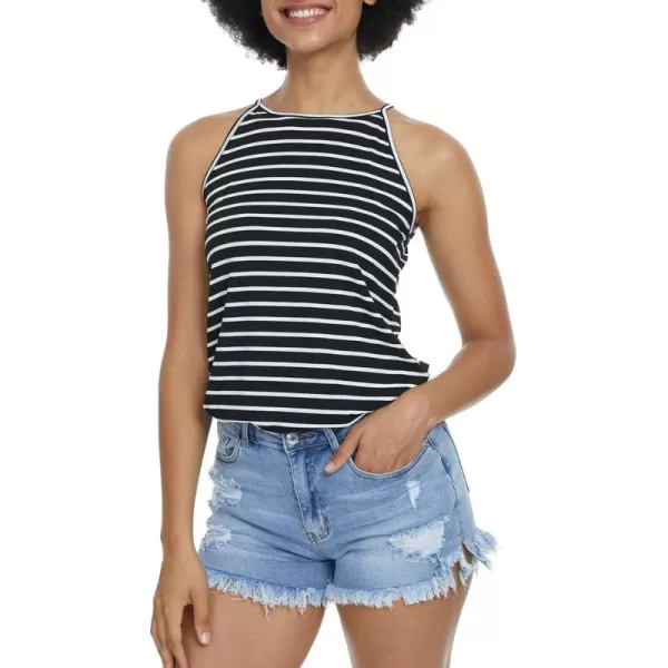 LouKeith Womens Tanks Tops Yoga Workout Running Halter Sleeveless Racerback Casual ShirtsBlack Stripe