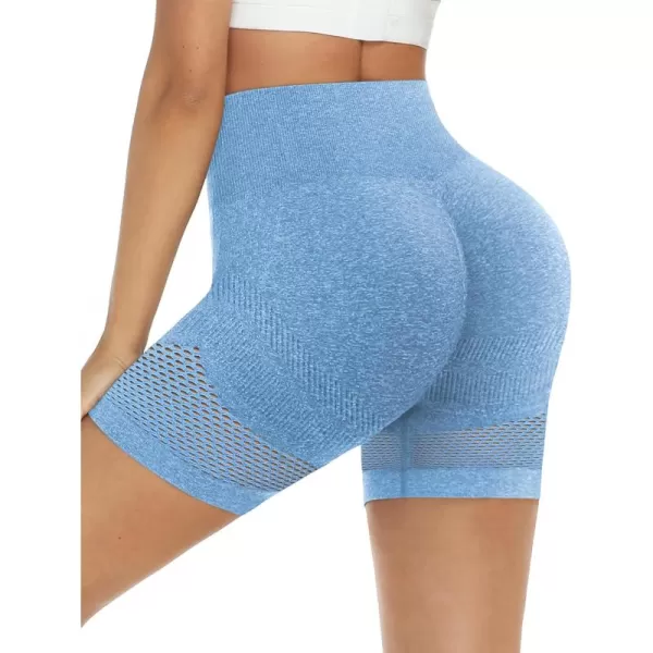 LouKeith Womens Workout Shorts Butt Lifting Gym Shorts High Waisted Seamless Yoga Biker Running Athletic ShortsBlue