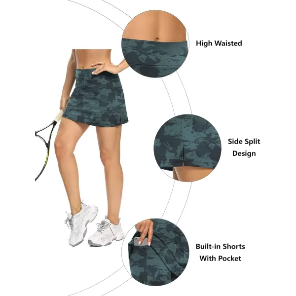 LouKeith Tennis Skirts for Women High Waisted Athletic Active Golf Skorts Mini Workout Running Skirts with Shorts Pockets Navy Print M