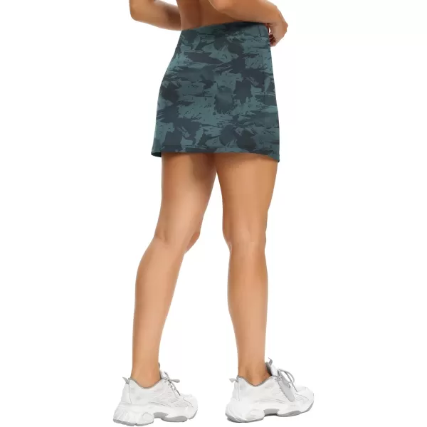 LouKeith Tennis Skirts for Women High Waisted Athletic Active Golf Skorts Mini Workout Running Skirts with Shorts Pockets Navy Print M