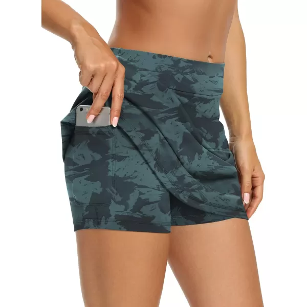 LouKeith Tennis Skirts for Women High Waisted Athletic Active Golf Skorts Mini Workout Running Skirts with Shorts Pockets Navy Print M