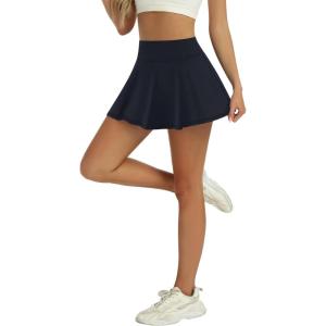 imageLouKeith Womens Tennis Skirt High Waisted Pleated Golf Skirts Mini Casual Workout Athletic Skorts with PocketsNavy