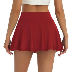 imageLouKeith Womens Tennis Skirt High Waisted Pleated Golf Skirts Mini Casual Workout Athletic Skorts with PocketsRed