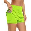 imageLouKeith Tennis Skirts for Women Golf Athletic Activewear Skorts Mini Summer Workout Running Shorts with PocketsFluorescent Green