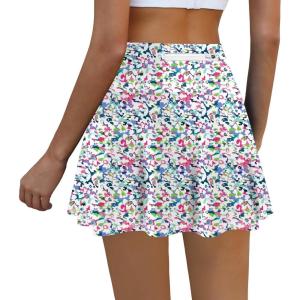 imageLouKeith Womens Tennis Skirt High Waisted Athletic Skorts Running Casual Pickle Ball Golf Skirts with PocketsPattern 1boho Flowers