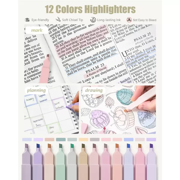 Four Candies 39 PCS Aesthetic School Supplies with Cute Pen Case 12 Pastel Highlighters 5 Black Ink Gel Pens 6 Mechanical Pencils Set 05 ampamp 07 mm for Students Stationary College Essentials PinkGreen