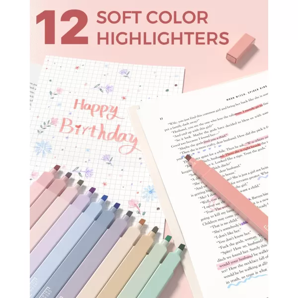 imageFour Candies 56 PCS Aesthetic School Supplies with Large Pencil Case 6 Colored Ballpoint Pens 12 Pastel Highlighters 5 Black Ink Gel Pens 9 Mechanical Pencils 0520mm Student Essentials PinkPink