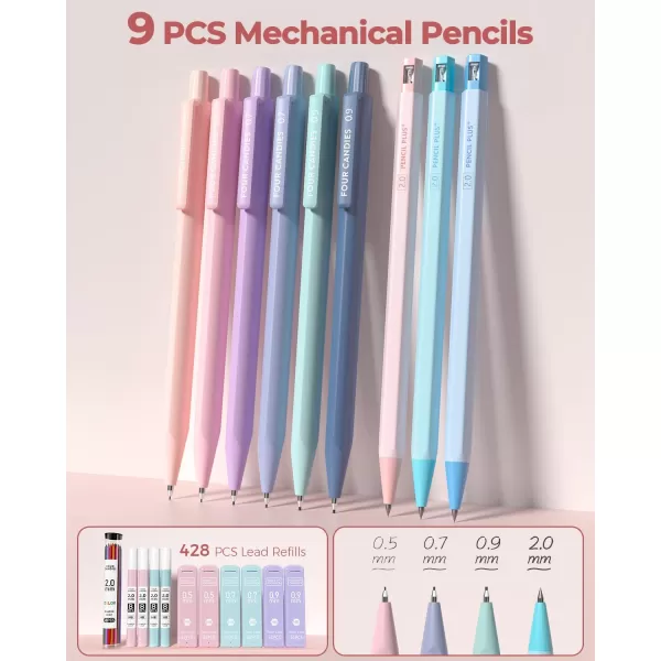 imageFour Candies 56 PCS Aesthetic School Supplies with Large Pencil Case 6 Colored Ballpoint Pens 12 Pastel Highlighters 5 Black Ink Gel Pens 9 Mechanical Pencils 0520mm Student Essentials PinkPink