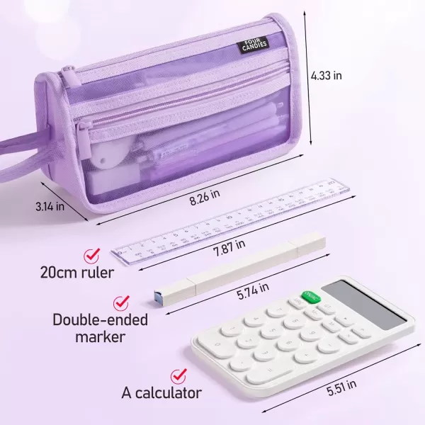 imageFour Candies Grid Mesh Pencil Case  14PCS Gel ink Pen Purple Set with Case