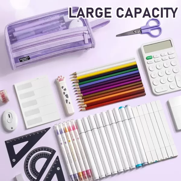 imageFour Candies Grid Mesh Pencil Case  14PCS Gel ink Pen Purple Set with Case