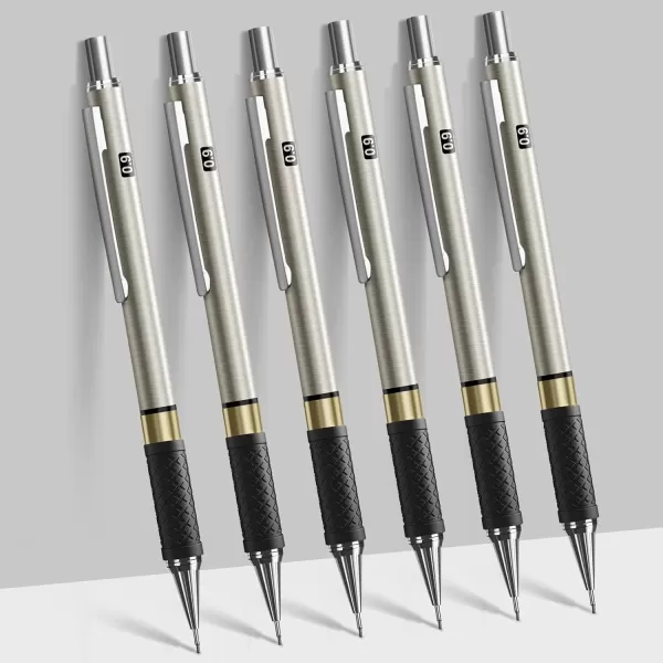 imageFour Candies Metal Mechanical Pencil Set  6PCS 09mm Art Mechanical Pencils ampamp 360PCS HB Lead Refills ampamp 3PCS Erasers ampamp 9PCS Eraser Refills Drawing Mechanical Pencils for Writing Sketching With Case09mm