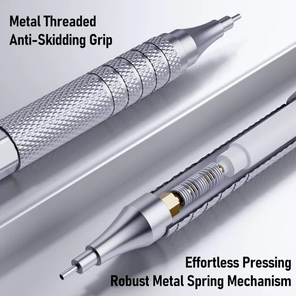 imageFour Candies Metal Mechanical Pencil Set 3PCS Art Drafting Pencils 05 07 09MM ampamp 2PCS 2MM Mechanical Drawing Pencils with 420PCS Leads 4B 2B HB 2H Color for Writing Sketching Drawing SilverSilver