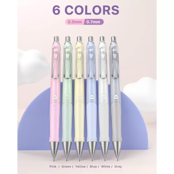 imageFour Candies Pastel Mechanical Pencil Set6PCS Cute Mechanical Pencils with 432PCS 05 ampamp 07 mm HB2B Leads 3PCS Erasers 9PCS Eraser RefillsSchool Supplies for Writing Drawing ampamp Sketching