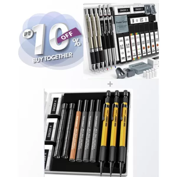 imageFour Candies 25PCS Art Mechanical Pencil Set with Case  3PCS 13mm Mechanical Pencil Set with Case