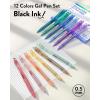 imageFour Candies 12Pack 05mm Black Ink Quick Dry Retractable Gel Pen Set Cute Transparent Pastel Fine Point Note Taking Aesthetic lnk Pens Comfort Grip Drawing Writing School Office Home Black