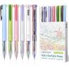 imageFour Candies 6 PCS Multicolor Pen 05mm Colored Pens 4in1 Multicolor Ink Pens 18 Colors Retractable Ink Pens for Office School Supplies