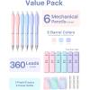 imageFour Candies 09mm Mechanical Pencil Set  6PCS Cute Pencils with 360PCS HB ampamp 2B Lead Refills 3PCS Pastel Erasers and 9PCS Eraser Refills Aesthetic School Supplies for Student Writing Drawing05 mm