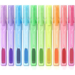 imageFour Candies Cute Pastel Highlighters 10 PCS Highlighters Assorted Colors Soft Chisel Tip Clear Ink View Aesthetic Highlighters Set for Organizing and Coloring