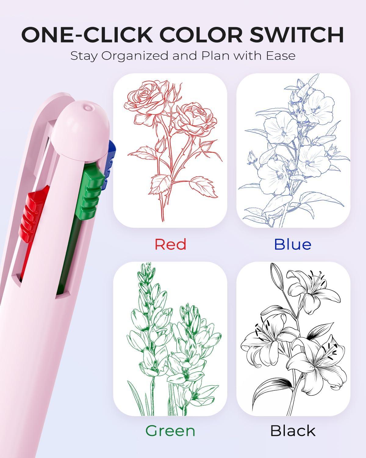 imageFour Candies Multicolor Pens 4in1 Colored Pen 9 Pack 10mm 4 Color Pens Quick Dry Nurse Pens Smooth Writing Colored Ink Pens Comfort Grip ampamp Macaron Office And School Supplies Gifts For Girl
