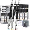 imageFour Candies 27PCS Art Mechanical Pencil Set with Case 4PCS Metal Drawing Pencil 03 05 07 09 mm ampamp 2PCS 2mm Lead Holder HB 2H 2B 4B Color with 552 Graphite Lead Refills for Drawing Sketching20MM