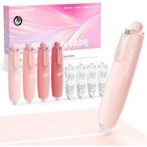 imageFour Candies 6MM Retractable Gradient Correction Tape Easy to Use TearResistant 4PCS Tape with 4 Extra Refills Pen Shaped Smooth ampamp Quick Drying for School Office SuppliesPurplePink