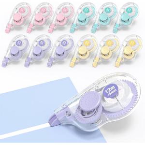imageFour Candies White Correction Tape 394 Feet 12 Pack Easy to Use Applicator for Instant Corrections TearResistant Smooth ampamp QuickDrying Tape for Office ampamp School Supplies12