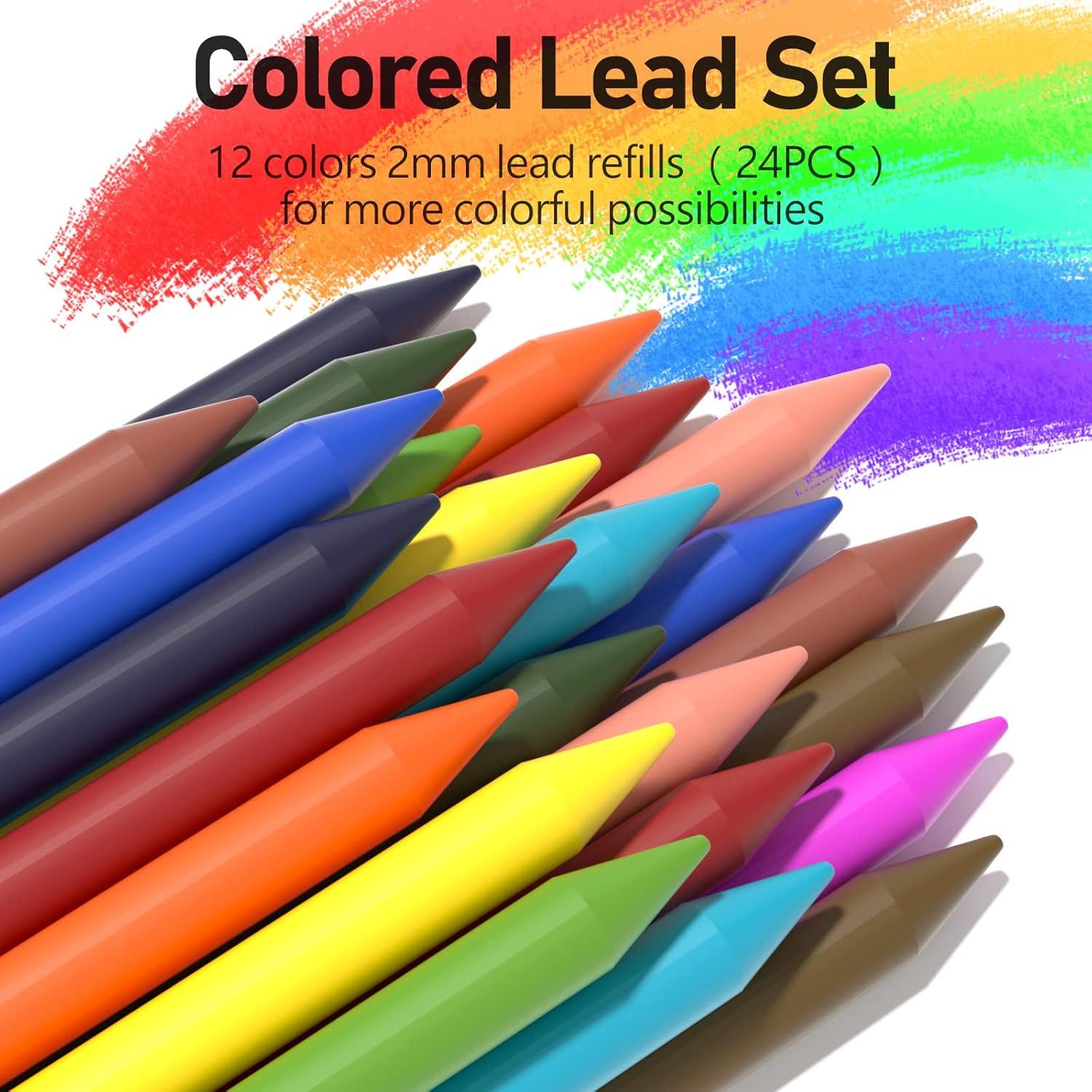 imageFour Candies 25PCS Art Mechanical Pencil Set with Case  3PCS 13mm Mechanical Pencil Set with Case Orange