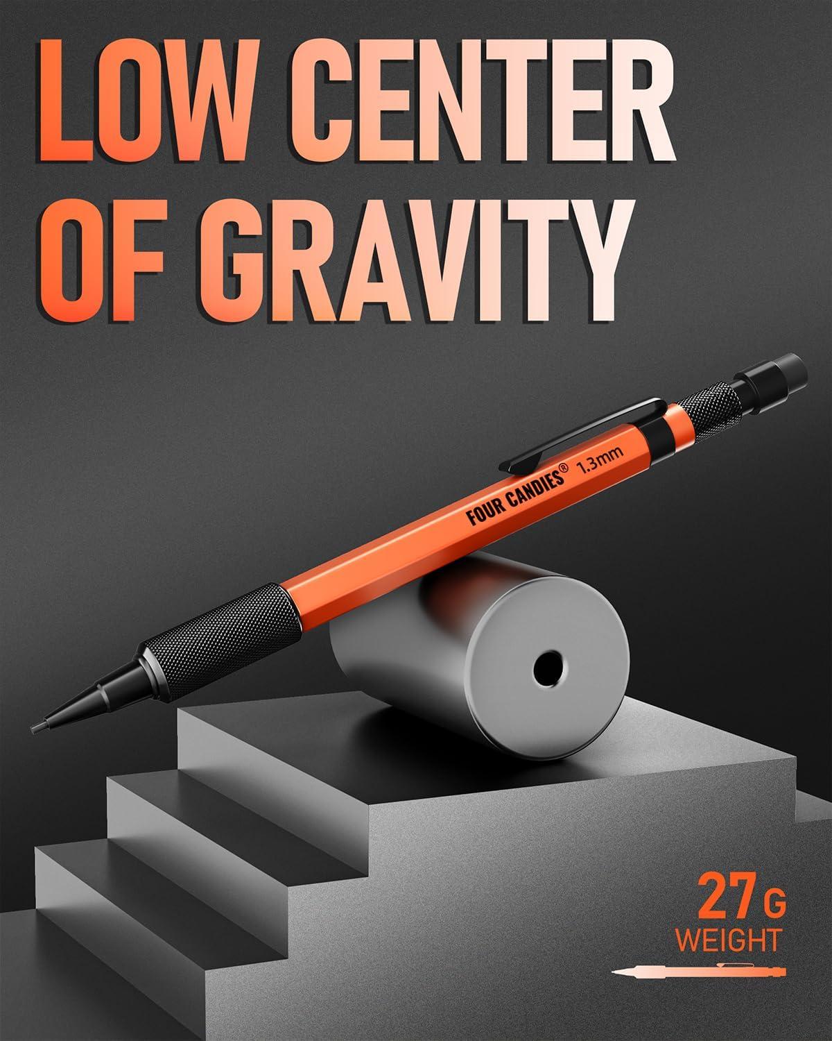 imageFour Candies 25PCS Art Mechanical Pencil Set with Case  3PCS 13mm Mechanical Pencil Set with Case Orange