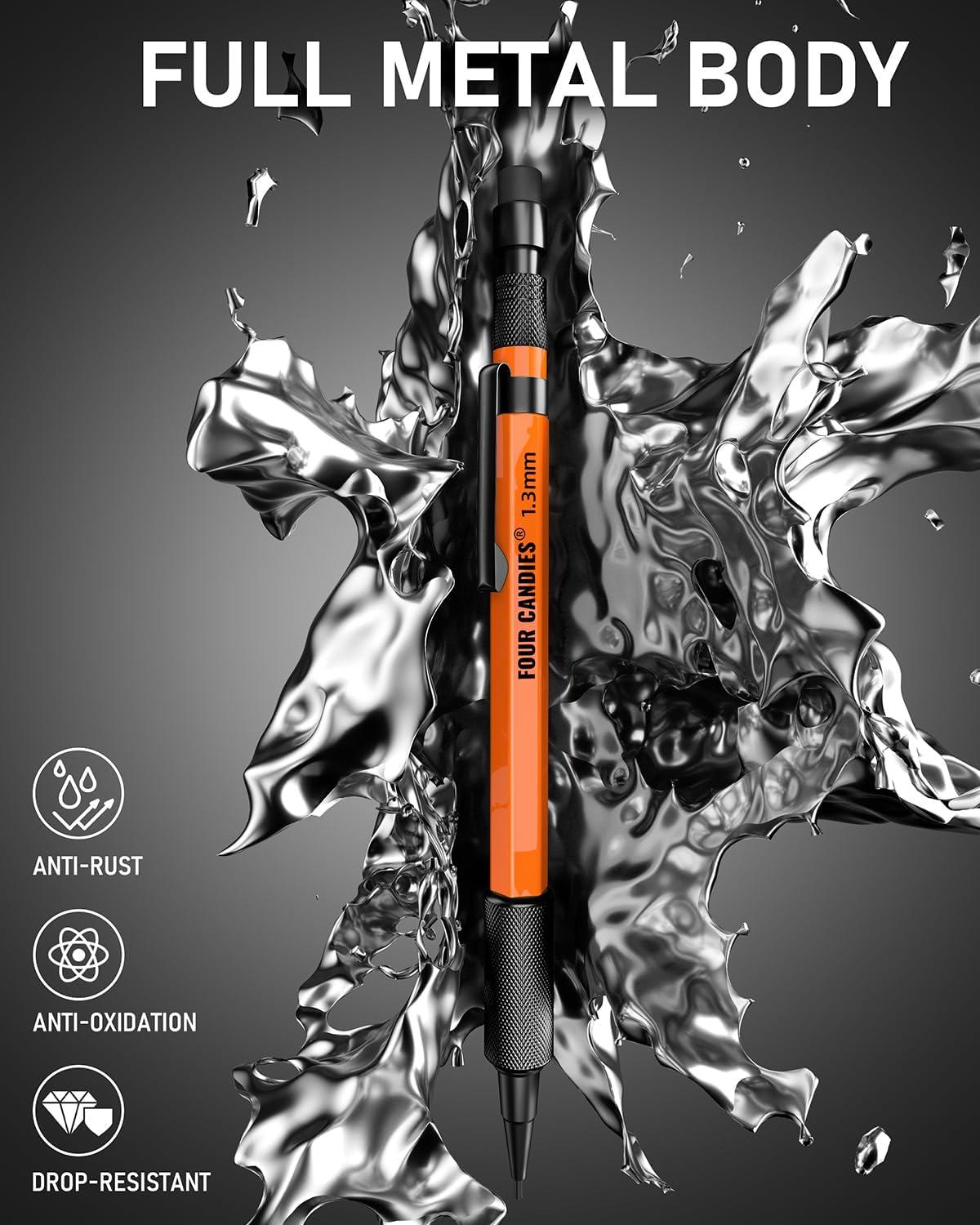 imageFour Candies 25PCS Art Mechanical Pencil Set with Case  3PCS 13mm Mechanical Pencil Set with Case Orange