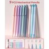 imageFour Candies 56 PCS Aesthetic School Supplies with Cute Pencil Case 6 Multicolor Pen 12 Pastel Highlighters 5 Gel Pens Black Ink 9 Mechanical Pencils for Student Stationary Set Preppy Stuff BluePink