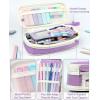 imageFour Candies 56 PCS Aesthetic School Supplies with Cute Pencil Case 6 Multicolor Pen 12 Pastel Highlighters 5 Gel Pens Black Ink 9 Mechanical Pencils for Student Stationary Set Preppy Stuff BluePurple
