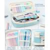 imageFour Candies 56 PCS Aesthetic School Supplies with Cute Pencil Case 6 Multicolor Pen 12 Pastel Highlighters 5 Gel Pens Black Ink 9 Mechanical Pencils for Student Stationary Set Preppy Stuff BlueBlue