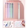 imageFour Candies 56 PCS Aesthetic School Supplies with Cute Pencil Case 6 Multicolor Pen 12 Pastel Highlighters 5 Gel Pens Black Ink 9 Mechanical Pencils for Student Stationary Set Preppy Stuff BluePink