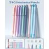 imageFour Candies 56 PCS Aesthetic School Supplies with Cute Pencil Case 6 Multicolor Pen 12 Pastel Highlighters 5 Gel Pens Black Ink 9 Mechanical Pencils for Student Stationary Set Preppy Stuff BlueBlue