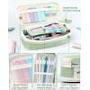 imageFour Candies 56 PCS Aesthetic School Supplies with Cute Pencil Case 6 Multicolor Pen 12 Pastel Highlighters 5 Gel Pens Black Ink 9 Mechanical Pencils for Student Stationary Set Preppy Stuff BlueGreen