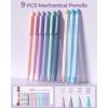 imageFour Candies 56 PCS Aesthetic School Supplies with Cute Pencil Case 6 Multicolor Pen 12 Pastel Highlighters 5 Gel Pens Black Ink 9 Mechanical Pencils for Student Stationary Set Preppy Stuff BluePurple