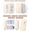 imageFour Candies 39 PCS Cute School Supplies with Pen Case for Girls  5 Black Ink Gel Pens 12 Pastel Highlighters 6 Aesthetic Mechanical Pencils Set for Stationary College Essentials CreamCream