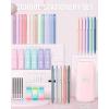 imageFour Candies 39 PCS Cute School Supplies with Pen Case for Girls  5 Black Ink Gel Pens 12 Pastel Highlighters 6 Aesthetic Mechanical Pencils Set for Stationary College Essentials CreamPink