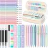 imageFour Candies 39 PCS Cute School Supplies with Pen Case for Girls  5 Black Ink Gel Pens 12 Pastel Highlighters 6 Aesthetic Mechanical Pencils Set for Stationary College Essentials CreamCream