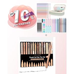 imageFour Candies 39 PCS Aesthetic School Supplies  12PCS Black Ink Pens with 2 Highlighter for School